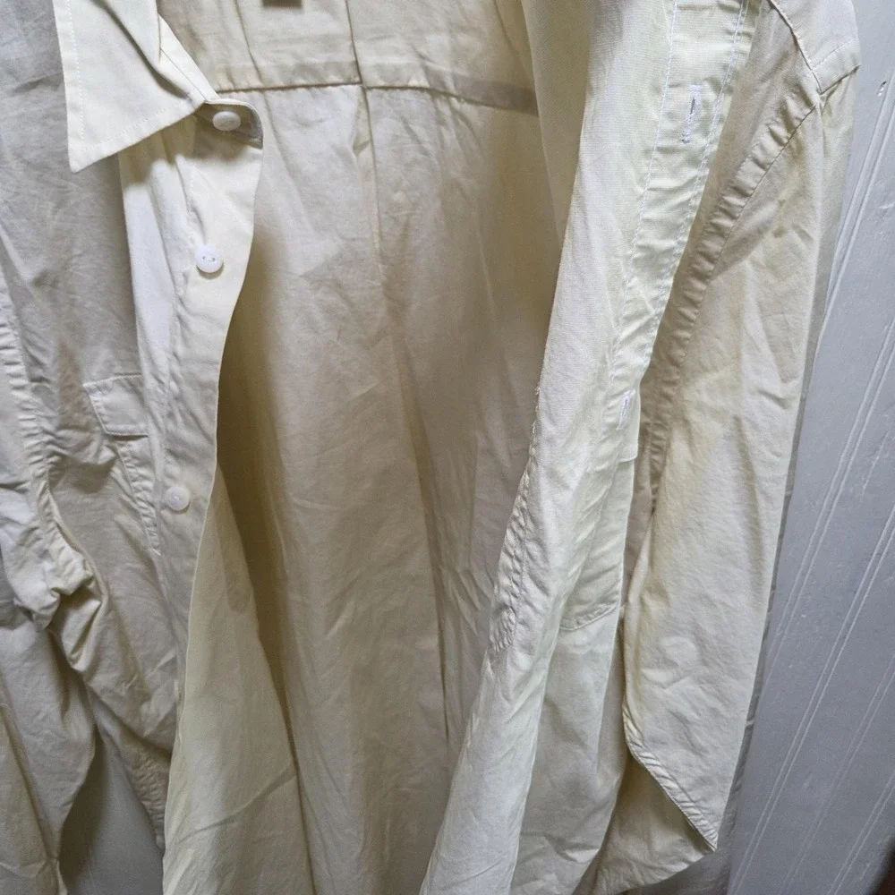 Banana Republic Shirt Mens XL Beige Solid Long Sleeve Pockets Button Up Casual